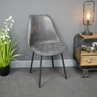 Grey Leather Dining Chair in Situ