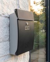 Contemporary "Nero" Black Wall Mounted Post Box digital illustration