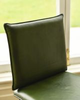 Contemporary Olive Green Leather and Black Steel Chair Backrest