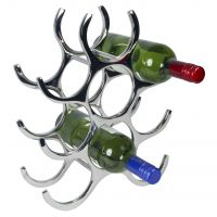 Contemporary Polished Aluminium Wine Rack in Use holding wine Bottles