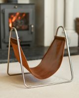 Empty Contemporary Steel "Cradle" Design Log Holder Empty Contemporary Steel "Cradle" Design Log Holder