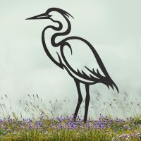 Black Sheet Steel Silhouette with Contemporary Style Heron Design Black Sheet Steel Silhouette with Contemporary Style Heron Design