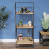 Contemporary Wood & Iron Shelving Unit in Situ