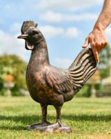 Scale image of cast aluminium copper rooster garden sculpture