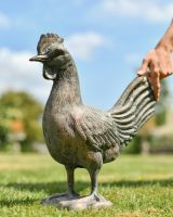 Scale image of cast aluminium cockerel garden statue