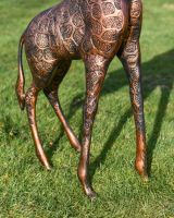Close up of Copper Finish Giraffe Cast Aluminium Sculpture front legs