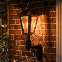 Digital Illustration of the Copper Wall Lantern on Royale Bracket in Situ at Night