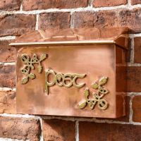 "Drustan" Polished Copper and Brass Celtic Design Post Box