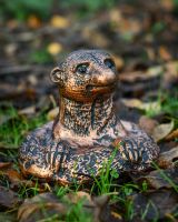 Copper Cast Aluminium Peeking Meerkat Garden Sculpture
