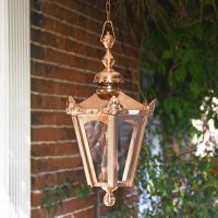 Copper Chain Hanging Porch Lantern in Situ Underneath a porch Copper Chain Hanging Porch Lantern in Situ Underneath a porch