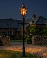 Copper Concordia Lamp Post & Hexagonal Lantern - 2.3m digital illustration at night
