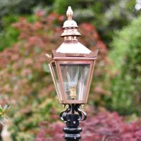 Polished Copper Harrogate Lantern in Use on a Lamp Post
