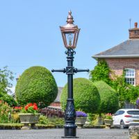 Miniature Copper Victorian Lamp Post in Situ at the Front of the House