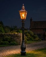 Copper Victorian Lamp Post - Miniature 1 digital illustration at night