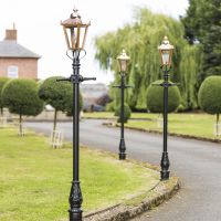 Set of copper Victorian lamp posts 2.3m on driveway Set of copper Victorian lamp posts 2.3m on driveway
