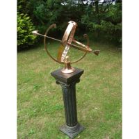 Polished Solid Copper Armillary in Situ on a Plinth Polished Solid Copper Armillary in Situ on a Plinth
