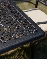 The "Sommelier" 8-Seater Outdoor Dining Set - Antique Copper Table Corner Close Up The "Sommelier" 8-Seater Outdoor Dining Set - Antique Copper Table Corner Close Up