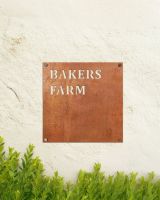 Square House Name Sign Created FRom Corten Steel Square House Name Sign Created FRom Corten Steel