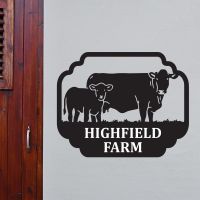 Steel Cow & Calf House Name Sign In Situ Steel Cow & Calf House Name Sign In Situ
