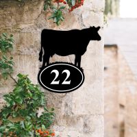 Bespoke Cow Iron House Number Sign in Situ