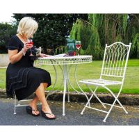 “Freya” Vintage style Cream Garden Table Set in Situ in the Garden