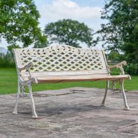 Antique Cream "Rose Lattice" Cast Iron Garden Bench Antique Cream "Rose Lattice" Cast Iron Garden Bench
