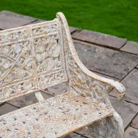 Close up of Cast Iron Bench Framework with Antique Cream finish