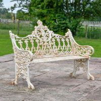 Antique Cream Gothic Style Two Seater Bench 