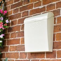 Cream Contemporary Post Box With Top Hinged Lid