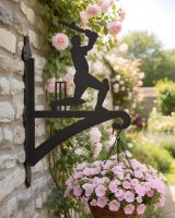 Digital representation of Cricket Player Iron Hanging Basket Bracket mounted on stone cottage wall Digital representation of Cricket Player Iron Hanging Basket Bracket mounted on stone cottage wall