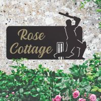 Cricket Player Iron House Name Sign with Gold Vinyl