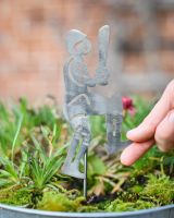 Cricketer Artistic Plant Pot Spike - Set of Two with hand in shot for scale