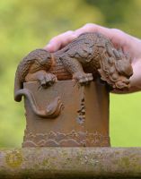 Scale of Cast Iron Curious Dragon Sculpture