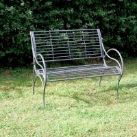 Curved Charcoal Garden Bench in Situ in the Garden