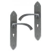 "Verona" Curved Pewter Medieval Lever Handle With Key Hole