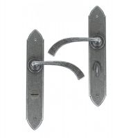 Curved Pewter Medieval Lever Handle With Bathroom Lock Curved Pewter Medieval Lever Handle With Bathroom Lock