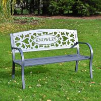 Black Personalised Bench in the Garden