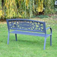 View of the Back of the Family Name Iron Bench