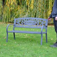 Family Name Iron Bench to Scale