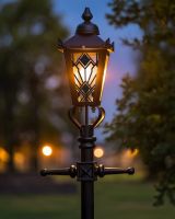 Custom Empire Mosaic Design Victorian Garden Lamp Post Lit up at Night