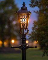 Custom Floral Lattice Design Victorian Garden Lamp Post Positioned in a Grand Garden