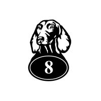 Dachshund Iron House Number Sign On White Background 