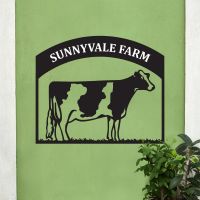 Steel Dairy Cow House Name Sign On Green Wall  Steel Dairy Cow House Name Sign On Green Wall