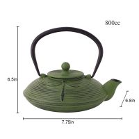 Dark Green "Dragonfly" Cast Iron Japanese Teapot Dimensions 