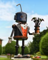 Date Night Recycled Metal Robot Sculpture