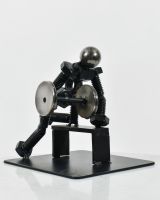 Recycled Metal Dumbbell Sculpture
