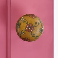 Brown and Red Flower Contemporary Bright Chrome Door Knobs