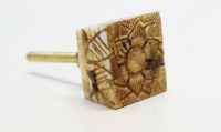 Brown Floral Cabinet Knob