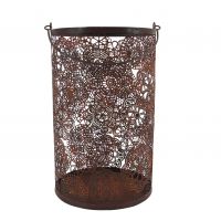 Large Rustic Candle holder with flower detail Large Rustic Candle holder with flower detail