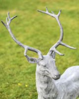 "Elkin" Lead Finished Cast Iron Stag Sculpture - Facing Left Antlers
